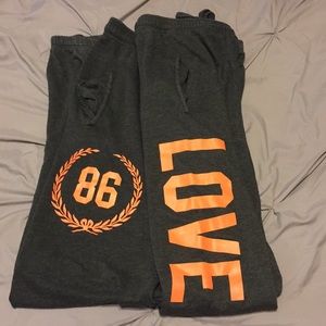 Grey drawstring, PINK sweatpants